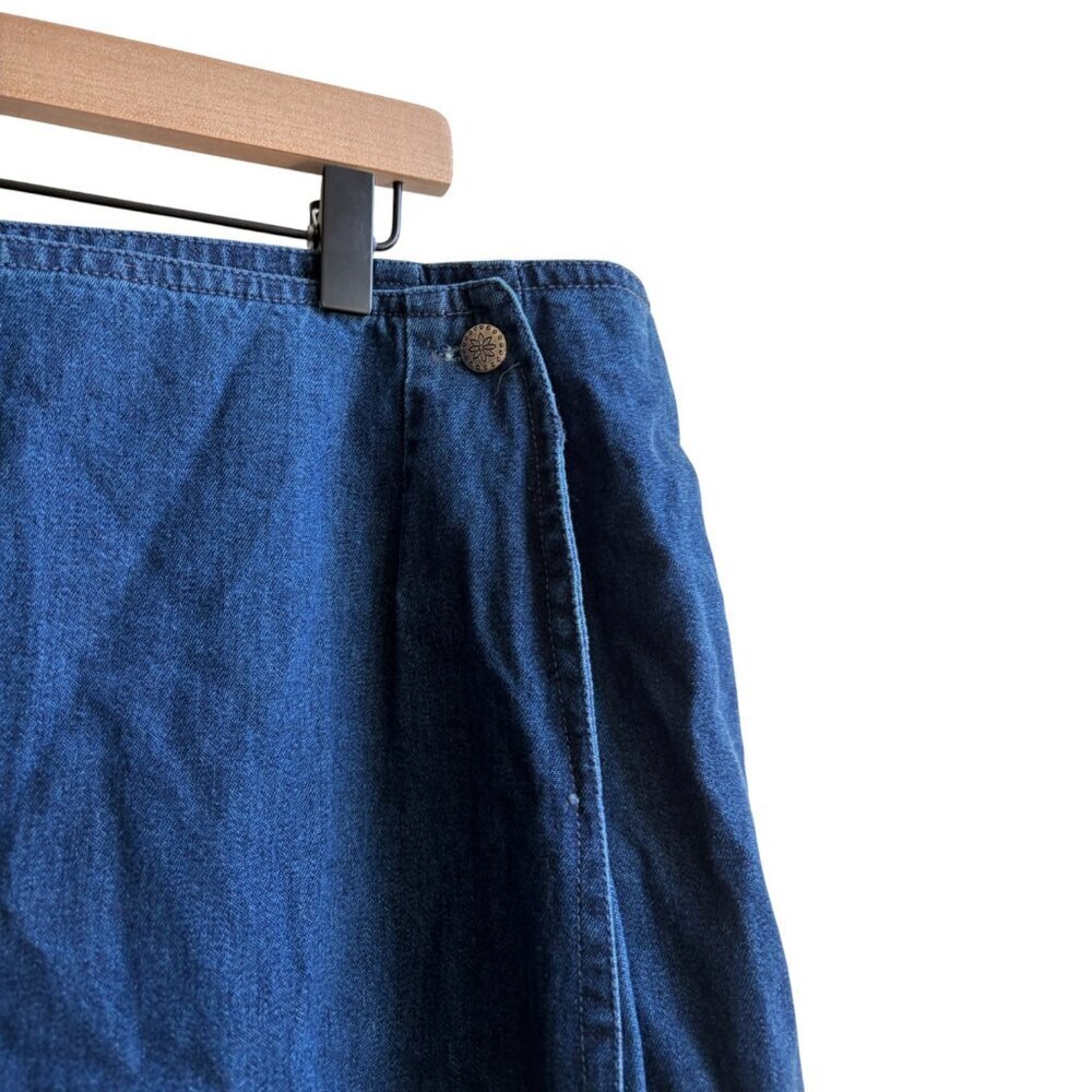 NWT! 90s Long Denim Wrap Skirt Vintage Embroidered Jean Skirt Western Boho 20W - Picture 4 of 9